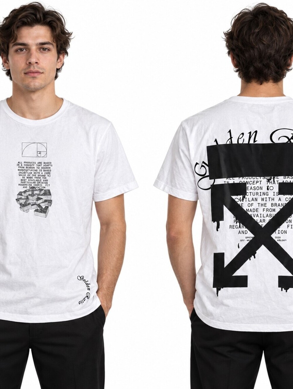 Off-White Men’s White Graphic 2013 White Dripping Arrows Print T-Shirt - S